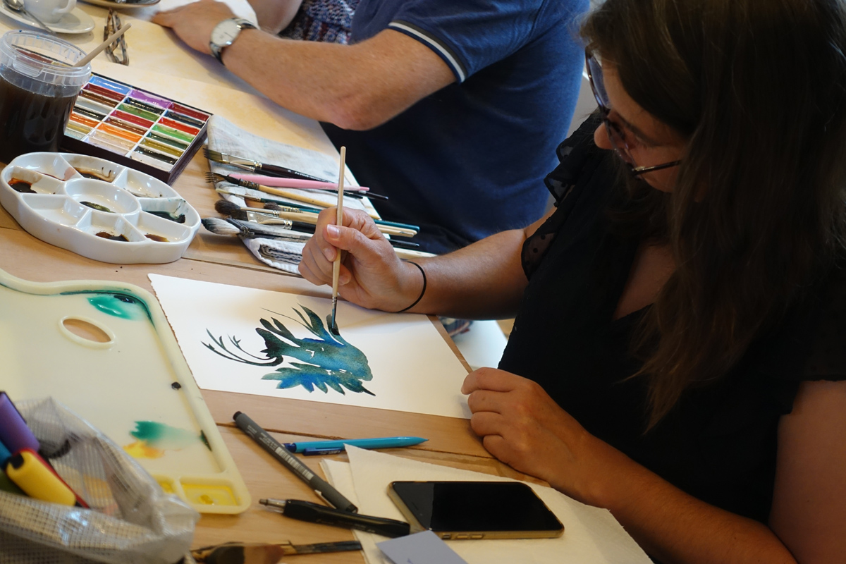 Mélanie Rutten beantwoordde vragen met een tekening - 25 augustus 2019 - foto: Raf Bergans