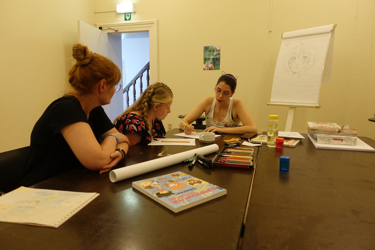 Workshop manga - in Het Stadsmus - 25 augustus 2019 - foto: Raf Bergans